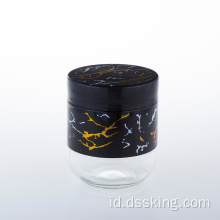 Pencetakan emas hitam set 6-piece 400ml Jar Kaca Penyimpanan Makanan Kaca Kacang Kapur Penyimpanan Makanan Gelas